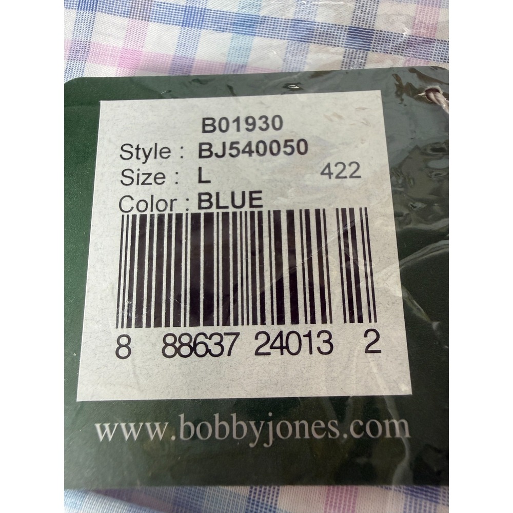 NEW Bobby Jones Plaid long sleeve button up shirt Mens size Large Chest logo* - Picture 2 of 4